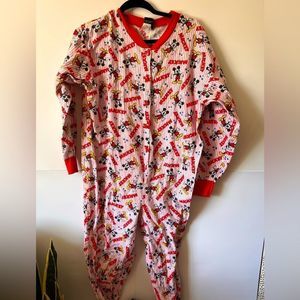 90s Vintage Mickey Unlimited Mickey Mouse Button Striped Footed Pajamas Size L